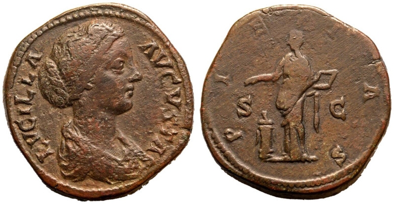 ROMAN EMPIRE. Lucilla (daughter of Marcus Aurelius). 
Bronze Sestertius, AD 161...