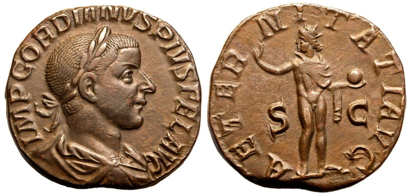 ROMAN EMPIRE. Gordian III. 
Bronze Sestertius, AD 240-244. Rome. 
Obv: IMP GOR...