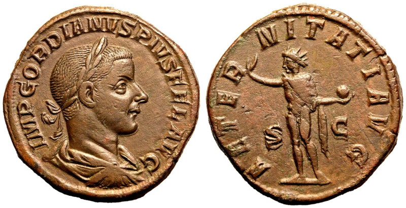 ROMAN EMPIRE. Gordian III. 
Bronze Sestertius, AD 240-244. Rome. 
Obv: IMP GOR...