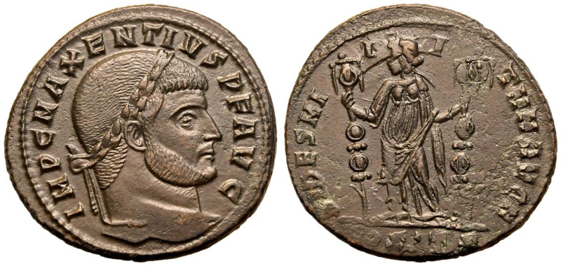 ROMAN EMPIRE. Maxentius. 
Billon Nummus, AD 309-312. Ostia. 
Obv: IMP C MAXENT...