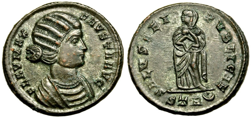 ROMAN EMPIRE. Fausta (wife of Constantine I). 
Billon Nummus, AD 325-326. Treve...