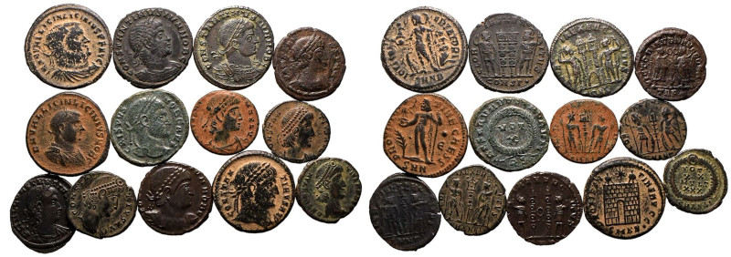 ROMAN EMPIRE. Various Emperors. 
Billon/Bronze 13 x BI & AE Denominations, earl...