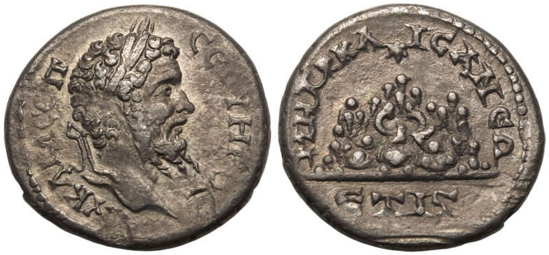 ROMAN PROVINCIAL. CAPPADOCIA, CAESAREA-EUSEBIA. Septimius Severus. 
Silver Drac...