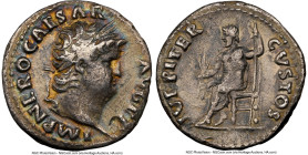 Nero, as Augustus (AD 54-68). AR denarius (18mm, 3.21 gm, 5h). NGC VF 5/5 - 2/5, scuff, edge marks. Rome, ca. AD 67/8. IMP NERO CAESAR-AVG P P, laurea...