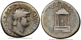 Nero, as Augustus (AD 54-68). AR denarius (18mm, 3.14 gm, 5h). NGC VG 4/5 - 4/5. Rome, ca. AD 65-66. NERO CAESAR-AVGVSTVS, laureate head of Nero right...