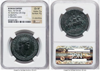 Nero, as Augustus (AD 54-68). AE sestertius (34mm, 20.53 gm, 5h). NGC Choice VF 5/5 - 4/5, light smoothing. Ludgunum. NERO CLAVD CAESAR AVG GER P M TR...