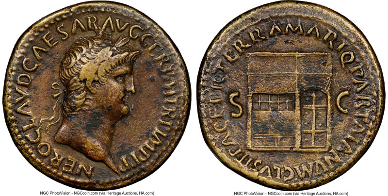 Nero, as Augustus (AD 54-68). AE sestertius (32mm, 24.42 gm, 6h). NGC Choice VF ...