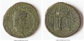 Nero, as Augustus (AD 54-68). AE sestertius (35mm, 25.24 gm, 1h). Choice Fine, altered surface. Rome, AD 64. NERO CLAVDIVS CAESAR AVG GERM P M TR P IM...