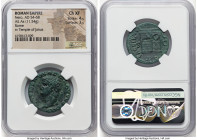 Nero, as Augustus (AD 54-68). AE as (26mm, 11.54 gm, 6h). NGC Choice XF 4/5 - 3/5. Rome, ca. AD 66. IMP NERO CAESAR AVG GERM, laureate head of Nero le...