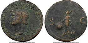 Nero, as Augustus (AD 54-68). AE as (27mm, 11.73 gm, 6h). NGC VF 5/5 - 2/5. Lugdunum, AD 66. IMP NERO CAESAR-AVG P MAX TR P P P, bare head of Nero lef...