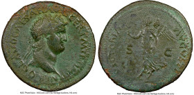 Nero, as Augustus (AD 54-68). AE as (32mm, 12.98 gm, 7h). NGC VF 5/5 - 2/5. Lugdunum, AD . NERO CLAVD CAESAR AVG GER P M TR P IMP P, laureate head of ...