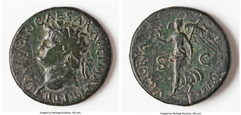 Nero, as Augustus (AD 54-68). AE as (29mm, 13.20 gm, 6h). Fine, tooled. Lugdunum...