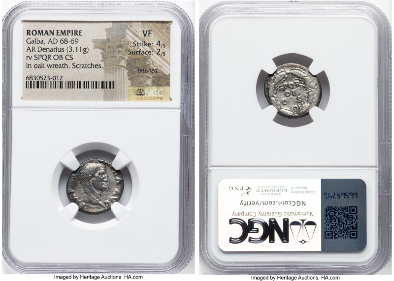 Galba (July AD 68-January AD 69). AR denarius (18mm, 3.11 gm, 6h). NGC VF 4/5 - ...