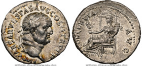 Vespasian (AD 69-79). AR denarius (18mm, 3.20 gm, 12h). NGC AU 5/5 - 4/5. Ephesus, AD 71. IMP CAESAR VESPAS AVG COS II TR P P P, laureate head of Vesp...