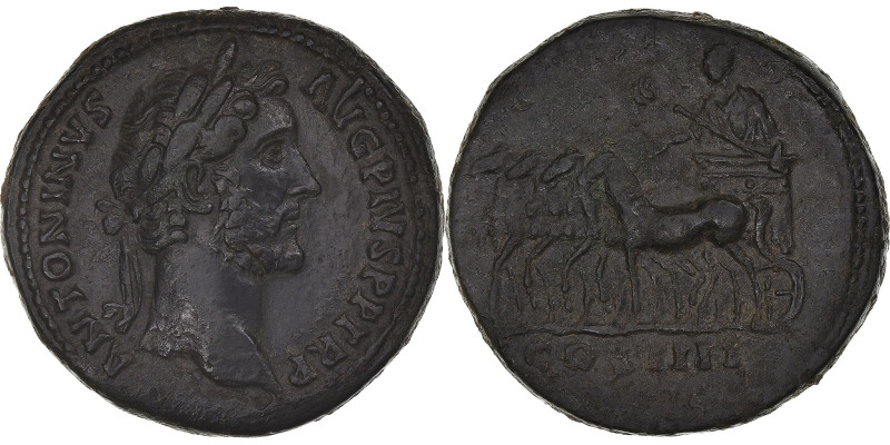 Antoninus Pius, Sestertius, 145-161, Rome, Bronze, AU(50-53), RIC:III-767A
Head...