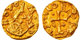 Coin, France, Triens, Gallobaodus Moneyer, Rouen, EF(40-45), Gold