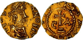 France, Triens, 620-640, Chalon-sur-Saône, Wintrio moneyer, Gold, AU(50-53)