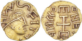 Coin, France, Triens, ANGLVS Moneyer, 625-635, Quentovic, AU(55-58), Gold