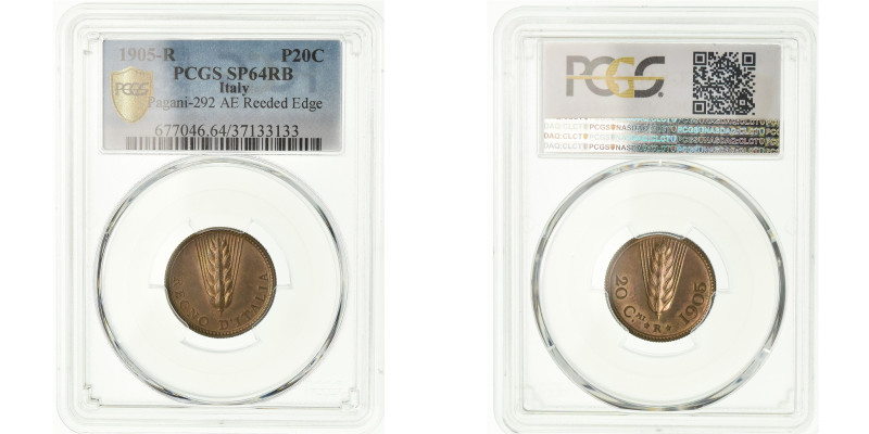 Italy, Vittorio Emanuele III, 20 Centesimi, 1905, Rome, Trial, Bronze, PCGS
Whe...