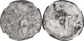 MACEDONIAN KINGDOM. Alexander III the Great (336-323 BC). AR 'medallion' of 5 shekels or decadrachm (35mm, 38.20 gm, 12h). NGC Fine 4/5 - 1/5. Local (...