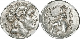 THRACIAN KINGDOM. Lysimachus (305-281 BC). AR tetradrachm (28mm, 16.90 gm, 12h). NGC Choice AU S 5/5 - 4/5, Fine Style. Pergamum, ca. 287/6-282 BC. Di...