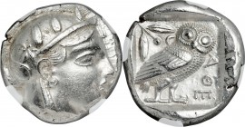 ATTICA. Athens. Ca. 465-455 BC. AR tetradrachm (23mm, 17.15 gm, 4h). NGC Choice AU 3/5 - 3/5. Head of Athena right, wearing crested Attic helmet ornam...