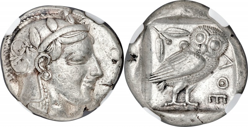 ATTICA. Athens. Ca. 465-455 BC. AR tetradrachm (26mm, 17.17 gm, 9h). NGC Choice ...