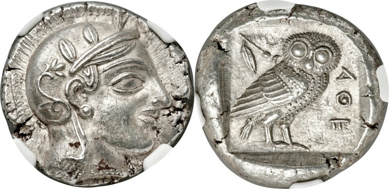 ATTICA. Athens. Ca. 455-440 BC. AR tetradrachm (24mm, 17.09 gm, 10h). NGC Choice...