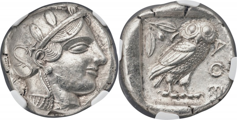 ATTICA. Athens. Ca. 455-440 BC. AR tetradrachm (24mm, 17.15 gm, 5h). NGC Choice ...