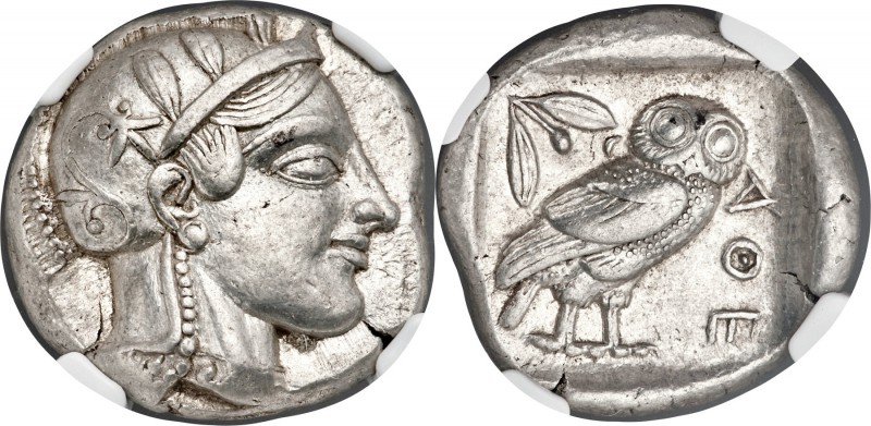 ATTICA. Athens. Ca. 455-440 BC. AR tetradrachm (23mm, 17.17 gm, 1h). NGC Choice ...
