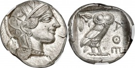 ATTICA. Athens. Ca. 440-404 BC. AR tetradrachm (25mm, 17.19 gm, 5h). NGC Choice MS 5/5 - 4/5, Fine Style. Mid-mass coinage issue. Head of Athena right...