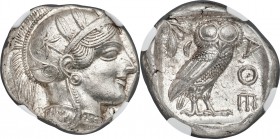 ATTICA. Athens. Ca. 440-404 BC. AR tetradrachm (25mm, 17.18 gm, 4h). NGC MS 5/5 - 5/5. Mid-mass coinage issue. Head of Athena right, wearing crested A...