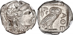 ATTICA. Athens. Ca. 440-404 BC. AR tetradrachm (25mm, 17.20 gm, 7h). NGC MS 5/5 - 4/5. Mid-mass coinage issue. Head of Athena right, wearing crested A...
