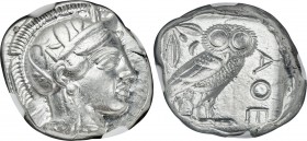 ATTICA. Athens. Ca. 440-404 BC. AR tetradrachm (23mm, 5h). NGC XF, Full Crest. Mid-mass coinage issue. Head of Athena right, wearing crested Attic hel...