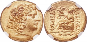 PONTIC KINGDOM. Mithradates VI Eupator (120-63 BC). AV stater (20mm, 8.30 gm, 12h). NGC MS 4/5 - 5/5. Istrus, in the name and types of Lysimachus of T...