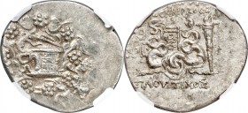 IONIA. Ephesus. Ca. 133-67 BC. AR cistophorus (28mm, 12.64 gm, 12h). NGC MS 4/5 - 5/5. C. Claudius Ap.f. Pulcher, proconsul, Ploutichos, magistrate (5...