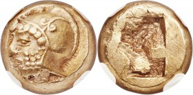 IONIA. Phocaea. Ca. 521-478 BC. EL sixth stater or hecte (10mm, 2.60 gm). NGC AU 4/5 - 3/5. Bearded male head left, wearing crested helmet decorated w...