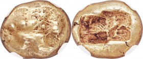 LYDIAN KINGDOM. Alyattes or Walwet (ca. 610-546 BC). EL third stater or trite (12mm, 4.72 gm). NGC Choice VF 3/5 - 4/5. Uninscribed, Lydo-Milesian sta...