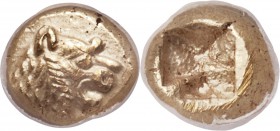 LYDIAN KINGDOM. Alyattes or Croesus (ca. 610-546 BC). EL 1/12 stater or hemihecte (8mm, 1.18 gm). NGC Choice AU 5/5 - 4/5. Uninscribed issue, Sardes m...