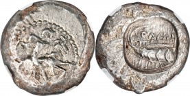 CILICIA. Holmoi. Ca. 5th century BC. AR stater (19mm, 10.02 gm, 9h). NGC Choice XF 4/5 - 4/5. Youthful nude male rider, holding reins in left hand and...
