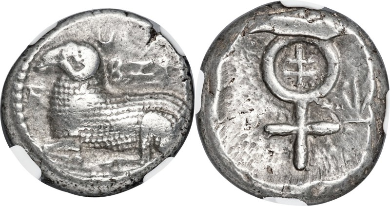 CYPRUS. Salamis. Euelthon (530/15-480 BC). AR stater (21mm, 11.23 gm, 11h). NGC ...