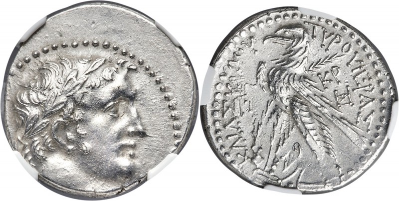 PHOENICIA. Tyre. Ca. 126/5 BC-AD 65/6. AR shekel (28mm, 14.02 gm, 2h). NGC MS 4/...