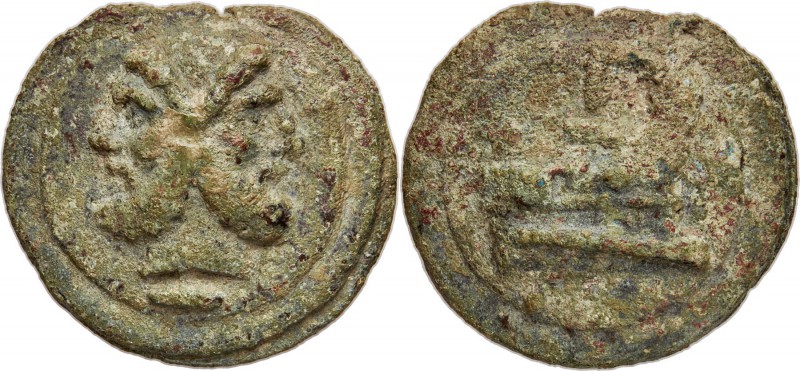 Anonymous. Ca. 225-217 BC. AE aes grave as (65mm, 250.12 gm, 12h). About VF. Red...