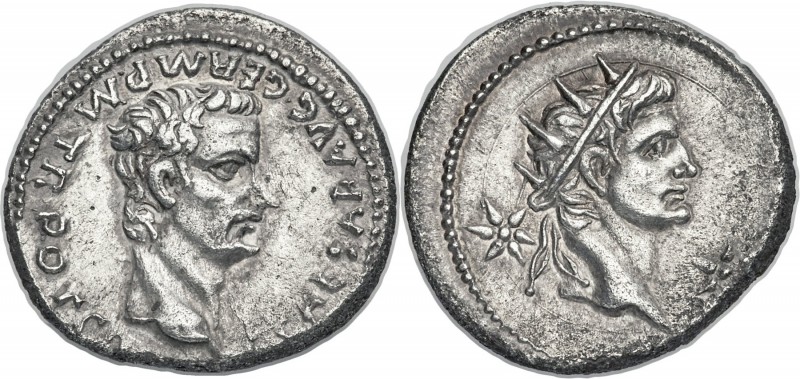 Gaius 'Caligula' (AD 37-41) with Divus Augustus. AR denarius (19mm, 3.58 gm, 12h...