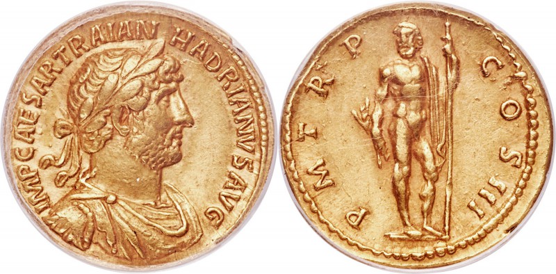 Hadrian (AD 117-138). AV aureus (19mm, 7.25 gm, 6h). ANACS EF 45. Rome, AD 119-1...