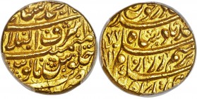 Durrani. Ahmad Shah gold Mohur AH 1177 (1763/4) MS63 PCGS, Ahmadshahi mint, KM115 (Rare), A-3090 (R), Whitehead-Unl. 20mm. 10.90gm. An extremely rare ...