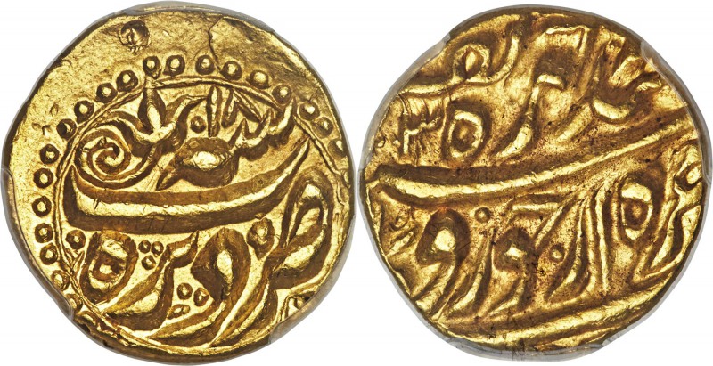 Durrani. Taimur Shah (as Sultan) gold Mohur AH (120)3 Year 18 (1805/6) UNC Detai...