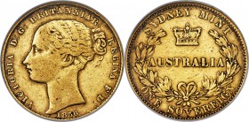 Victoria gold Sovereign 1856-SYDNEY VF25 NGC, Sydney mint, KM2. A straw-gold selection of this scarce two-year type showing the large bust of Victoria...
