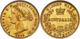 Victoria gold Sovereign 1863-SYDNEY AU53 NGC, Sydney mint, KM4.

HID09801242017