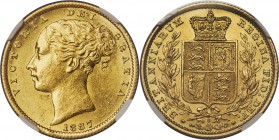 Victoria gold "Shield" Sovereign 1887-S MS62 NGC, Sydney mint, KM6. Another bold example of this concluding date in the series, with captivating luste...